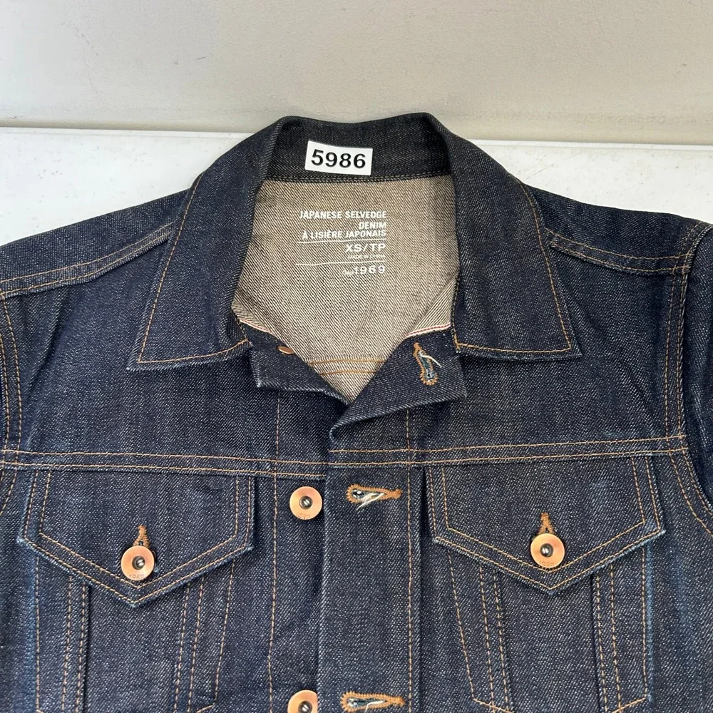 Gap 1969 Japanese Selvedge Denim Trucker Jacket Indigo Blue XS Mens 5986